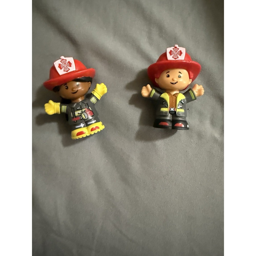 Lot Of 2 Fisher Price Little People Helping Others Firemen Firefighter Figures